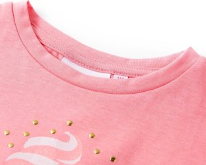 vidaXL Koszulka dziecięca z krótkimi rękawami, fluorescencyjny róż, 116 3