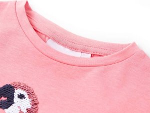 vidaXL Koszulka dziecięca z krótkimi rękawami, fluorescencyjny róż, 140 3