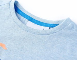 vidaXL Koszulka dziecięca z krótkimi rękawami, jasnoniebieski melanż, 104 3