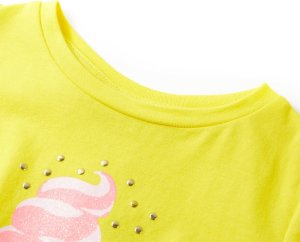 vidaXL Koszulka dziecięca z krótkimi rękawami, żółta, 128 3