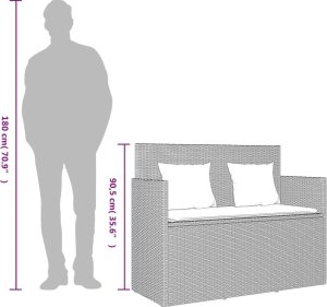 vidaXL Ławka ogrodowa z poduszkami, jasnoszara, polirattan 11