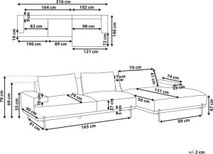 Beliani Narożnik lewostronny beżowy MARIFERD 10