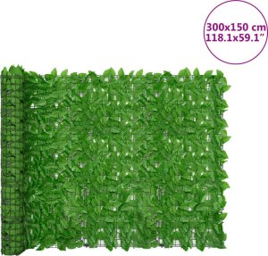 vidaXL Parawan balkonowy, zielone liście, 300x150 cm 6