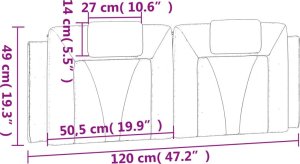 vidaXL Poduszka na wezgłowie, biało-czarna, 120 cm, sztuczna skóra 11