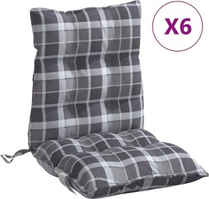 vidaXL Poduszki na krzesła z niskim oparciem, 6 szt., w szarą kratę 2