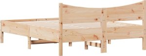 vidaXL Rama łóżka, 135x190 cm, lite drewno sosnowe 6