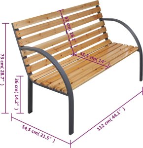 vidaXL Ławka ogrodowa, 112 cm, lite drewno jodłowe 5