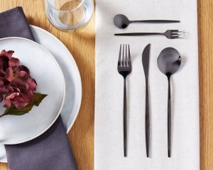 Beliani Zestaw sztućców 30 elementów czarny RIGATONI 2