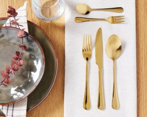 Beliani Zestaw sztućców 30 elementów złoty FUSILLI 2