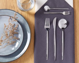 Beliani Zestaw sztućców 30 elementów srebrny RIGATONI 2