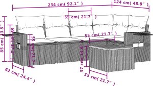 vidaXL 6-cz. zestaw mebli ogrodowych z poduszkami, czarny polirattan 9