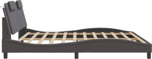 vidaXL vidaXLRama łóżka z zagłówkiem, szara, 200x200 cm, sztuczna skóra 7