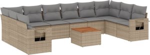 vidaXL 11-częściowy zestaw mebli ogrodowych z poduszkami, beżowy, polirattan 2