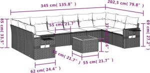 vidaXL 11-częściowy zestaw mebli ogrodowych z poduszkami, beżowy, polirattan 10