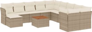 vidaXL 12-częściowy zestaw mebli ogrodowych z poduszkami, beżowy, polirattan 2