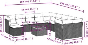 vidaXL 12-częściowy zestaw mebli ogrodowych z poduszkami, beżowy, polirattan 3