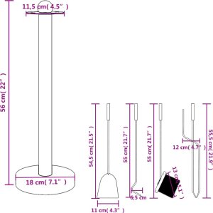 vidaXL 5-częściowy zestaw akcesoriów do kominka, 18x56 cm, stal 10