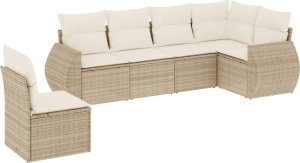 vidaXL 6-częściowy zestaw mebli ogrodowych z poduszkami, beżowy, polirattan 2