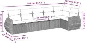 vidaXL 6-częściowy zestaw mebli ogrodowych z poduszkami, beżowy, polirattan 7
