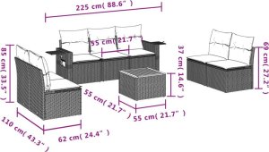 vidaXL 8-częściowy zestaw mebli ogrodowych z poduszkami, beżowy, polirattan 8