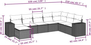 vidaXL 8-częściowy zestaw mebli ogrodowych z poduszkami, beżowy, polirattan 8