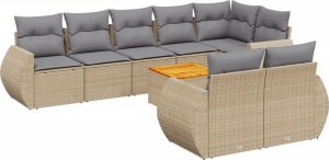 vidaXL 9-częściowy zestaw mebli ogrodowych z poduszkami, beżowy, polirattan 2
