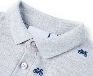 vidaXL Dziecięca koszulka polo, szary melanż, 140 3