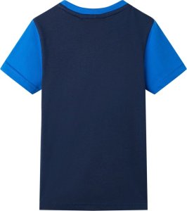 vidaXL Koszulka dziecięca z krótkimi rękawami, niebiesko-granatowa, 128 2