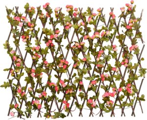 vidaXL Kratka ze sztucznym bluszczem, rozsuwany, ciemny róż, 180x60 cm 2