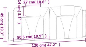 vidaXL Poduszka na wezgłowie, szara, 120 cm, sztuczna skóra 10