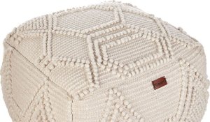 Beliani Puf wełniany 60 x 60 x 40 cm beżowy CHOIM 3