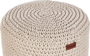 Beliani Stołek bawełniany makrama beżowy MARDAN 3