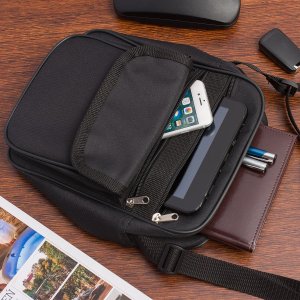 Beltimore Męska torba na ramię raportówka A5 listonoszka czarna pojemna elegancka czarna F53 2