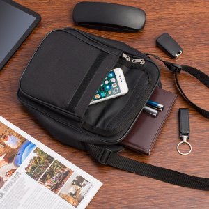 Beltimore Męska torba na ramię raportówka A5 listonoszka czarna pojemna elegancka czarna F53 4