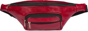 Beltimore Męska saszetka biodrówka nerka na pas regulowana skóra eko gładka elegancka czerwona F51 4
