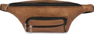 Beltimore Męska saszetka biodrówka nerka na pas regulowana skóra eko gładka elegancka brązowa F51 3