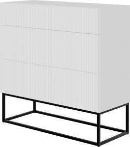 Selsey Komoda trzyszufladowa Veldio 90 cm biała z czarnymi nogami 1