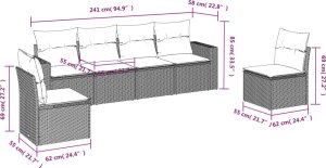 vidaXL 6-cz. zestaw wypoczynkowy do ogrodu, z poduszkami, brązowy 3