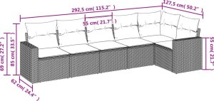 vidaXL 6-cz. zestaw wypoczynkowy do ogrodu, z poduszkami, brązowy 3