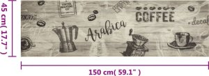 vidaXL vidaXL Dywanik kuchenny z motywem kawy, szary, 45x150 cm, aksamitny 5