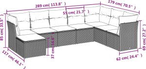 vidaXL vidaXL 8-cz. zestaw wypoczynkowy do ogrodu, z poduszkami, czarny 3