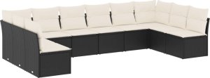 vidaXL 10-cz. zestaw wypoczynkowy do ogrodu, poduszki czarny rattan PE 2