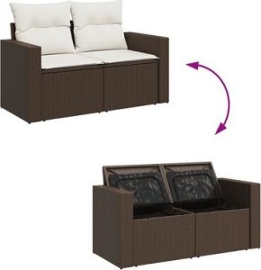 vidaXL 10-cz. zestaw mebli ogrodowych z poduszkami, brązowy polirattan 7