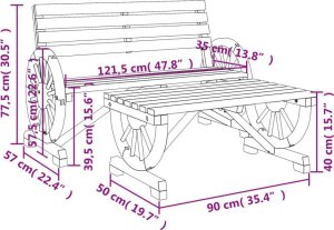 vidaXL 2-częściowy zestaw mebli ogrodowych, lite drewno jodłowe 8