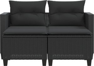 vidaXL 2-osobowa sofa ogrodowa z podnóżkami, czarna, polirattan 4