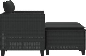 vidaXL 2-osobowa sofa ogrodowa z podnóżkami, czarna, polirattan 5