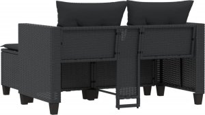 vidaXL 2-osobowa sofa ogrodowa z podnóżkami, czarna, polirattan 6