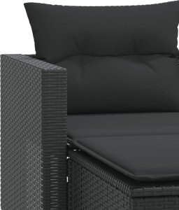 vidaXL 2-osobowa sofa ogrodowa z podnóżkami, czarna, polirattan 7