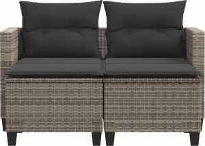 vidaXL 2-osobowa sofa ogrodowa z podnóżkami, szara, polirattan 4