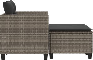 vidaXL 2-osobowa sofa ogrodowa z podnóżkami, szara, polirattan 5